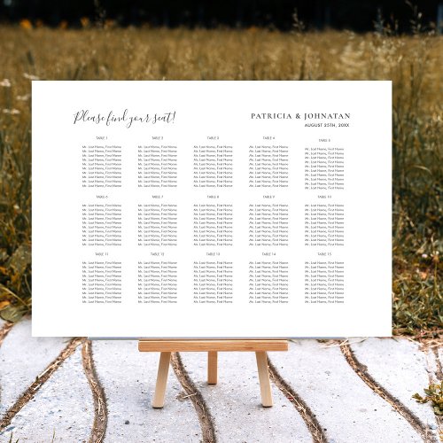 Find your seat simple script wedding seating chart faux canvas print