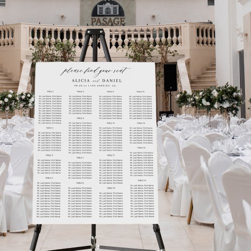Find your seat simple wedding seating chart foam board
