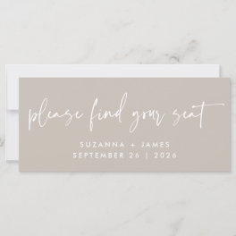 Find Your Seat Taupe Script Wedding Sign