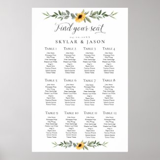 Find Your Seat Watercolor Sunflower Wildflower Poster