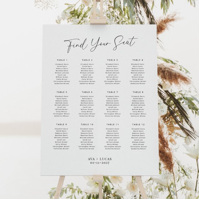 Find Your Seat Wedding Seating Chart 12 Tables Foam Board (Creator Uploaded)