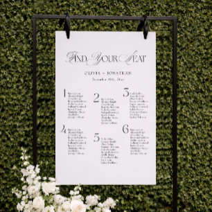 Find Your Seat Wedding Seating Chart 6 Tables Foam Board