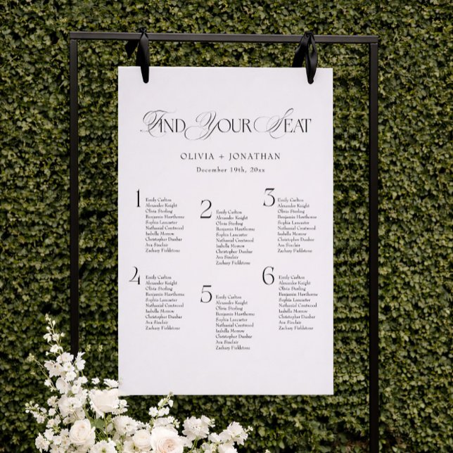 Find Your Seat Wedding Seating Chart 6 Tables Foam Board (Creator Uploaded)