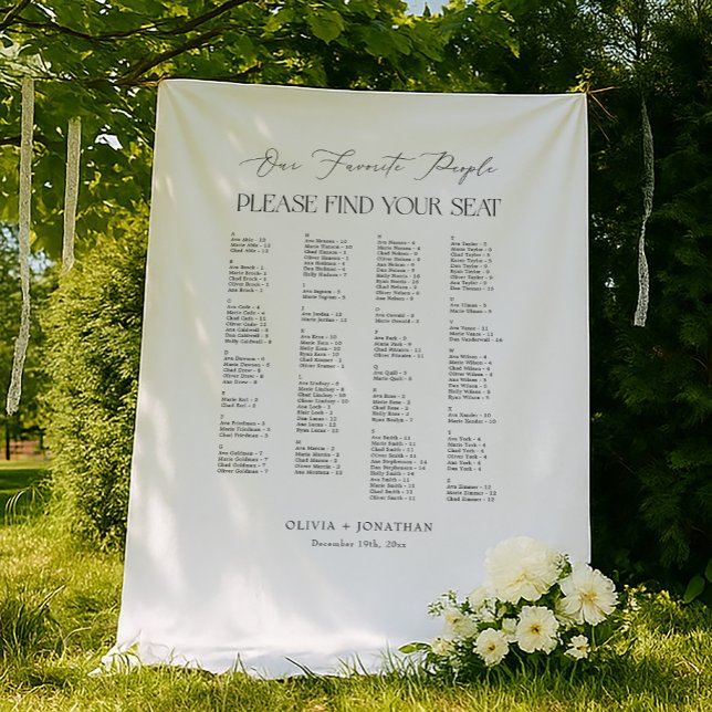 Find Your Seat Wedding Seating Chart  Fabric Tapestry (Creator Uploaded)