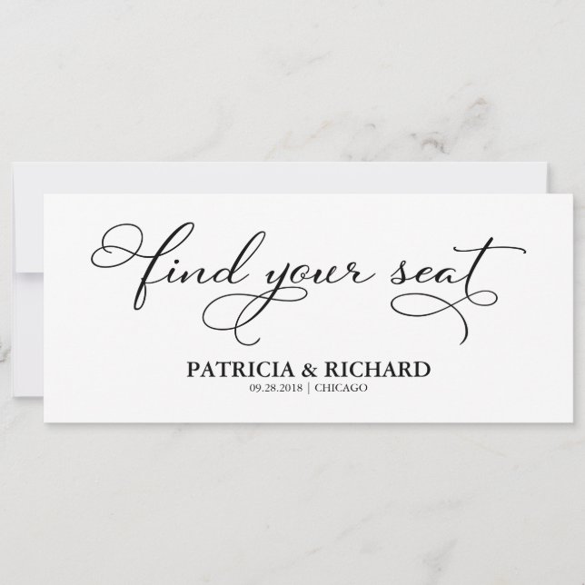 Find your Seat Wedding Seating Chart Title Card (Front)