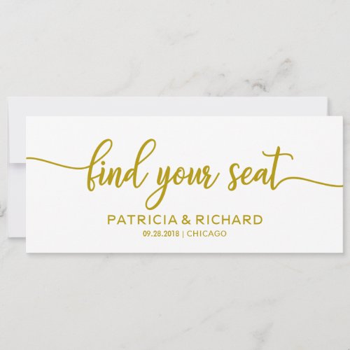 Find your Seat Wedding Seating Chart Title Gold Invitation