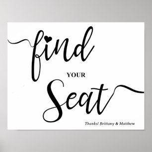 Find Your Seat Wedding Sign Poster