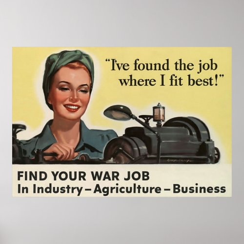 Find Your War Job  Vintage World War 2 Poster