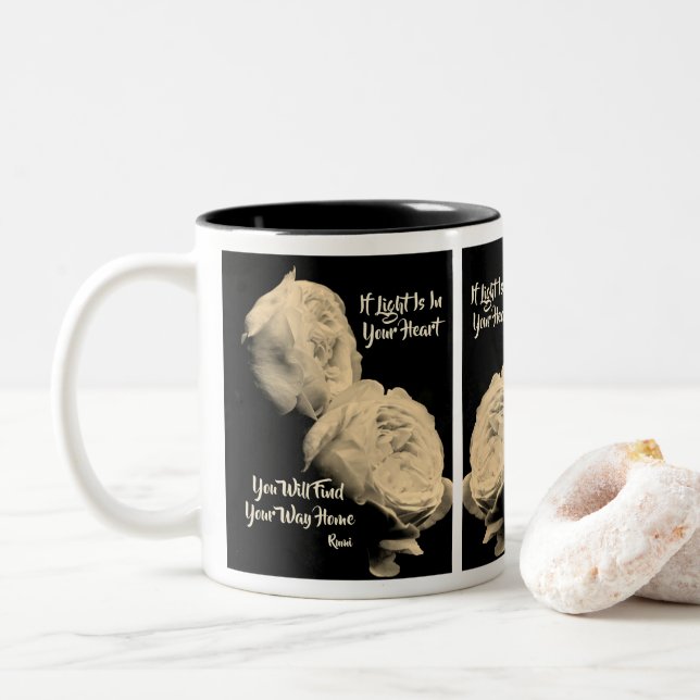 Find Your Way Home Inspirational Rumi Quote Two-Tone Coffee Mug (With Donut)
