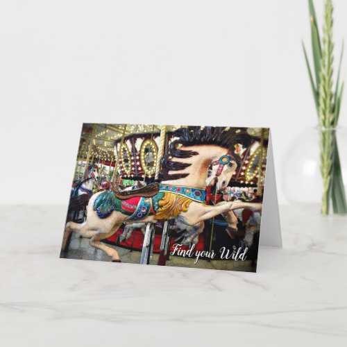 Find Your Wild Retro Vintage Carousel Typography Card