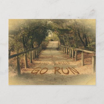 Find Yourself Go Run Park Jogger Motivational Postcard by BeverlyClaire at Zazzle