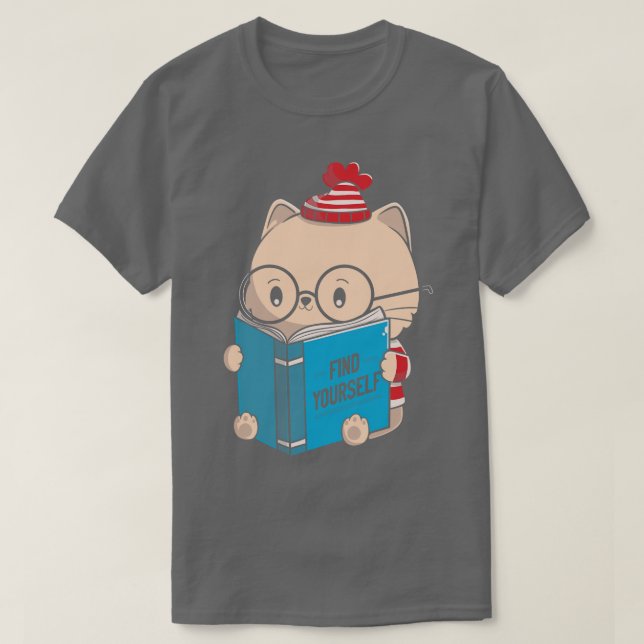 Find Yourself Journey Healing Cat Book by Tobe Fon T-Shirt (Design Front)