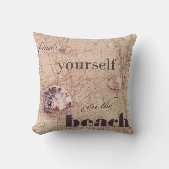 Find yourself on the Beach Throw Pillow (Front)