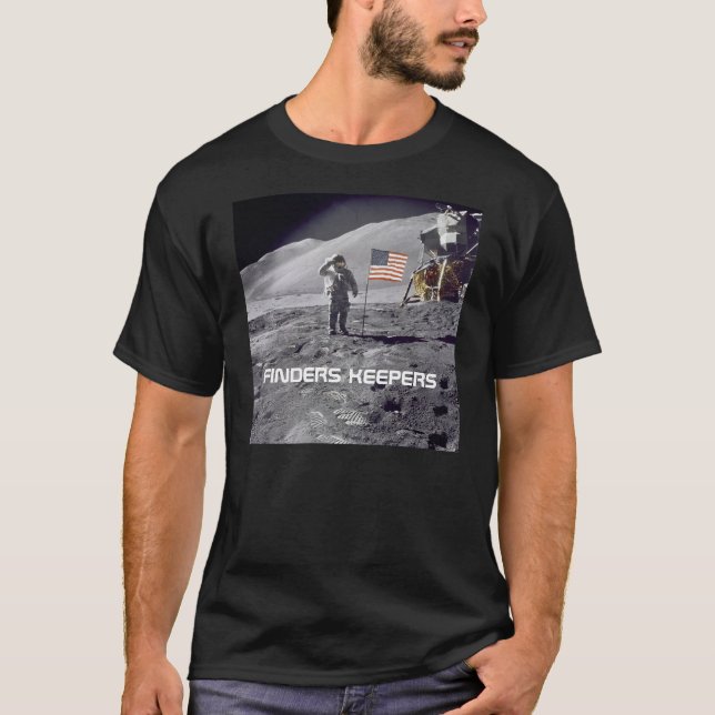 "Finders Keepers" Apollo moon walksalute tee shirt (Front)
