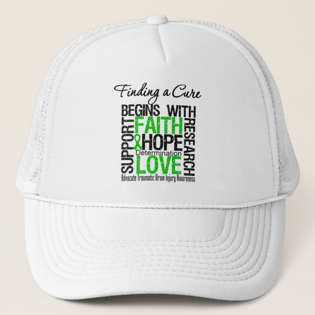 Finding a Cure Begins With Hope TBI Trucker Hat (Front)