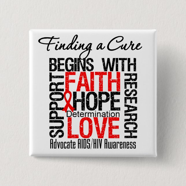 Finding a Cure For AIDS HIV Button (Front)