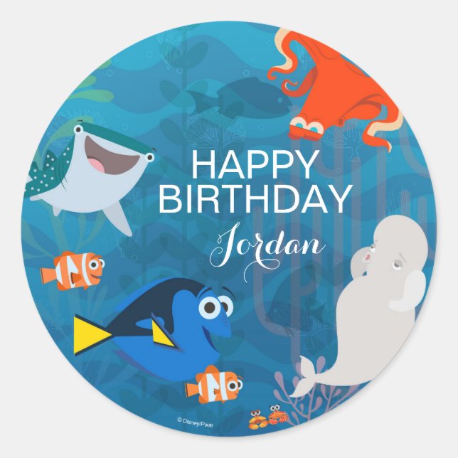 Finding Dory Birthday Classic Round Sticker (Front)