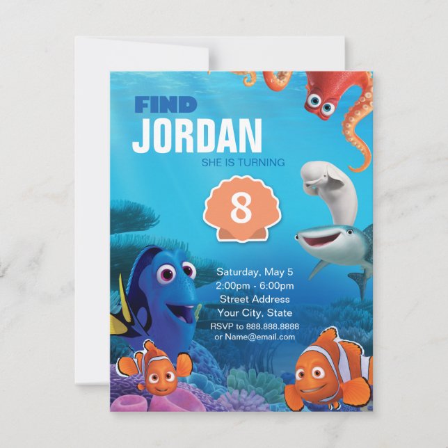 Finding Dory Birthday Invitation (Front)