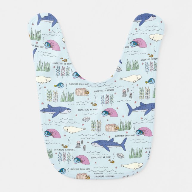 Finding Dory Blue Cartoon Pattern Baby Bib (Front)
