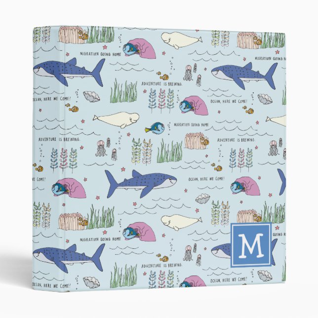 Finding Dory Blue Cartoon Pattern Binder (Front/Spine)