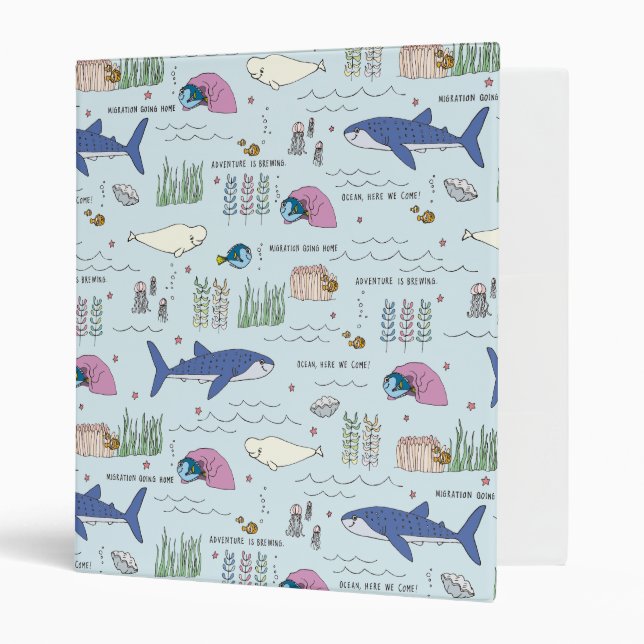 Finding Dory Blue Cartoon Pattern Binder (Front/Inside)