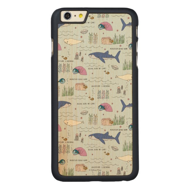 Finding Dory Blue Cartoon Pattern Carved Wood iPhone Case (Back)