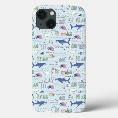 Finding Dory Blue Cartoon Pattern iPhone 13 Case