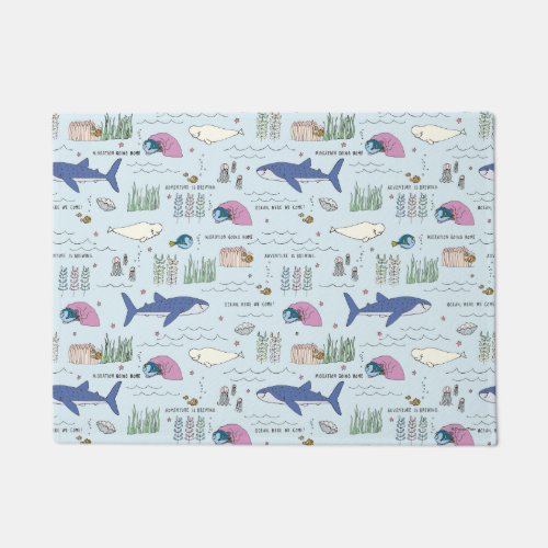 Finding Dory Blue Cartoon Pattern Doormat