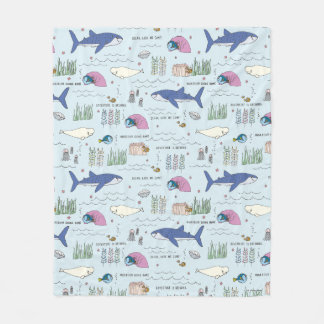 Finding Dory Blue Cartoon Pattern Fleece Blanket