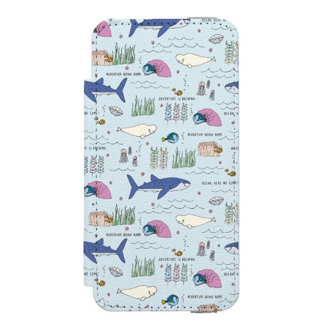 Finding Dory Blue Cartoon Pattern Incipio iPhone Wallet Case (Folio Front)