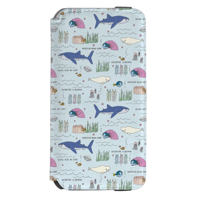 Finding Dory Blue Cartoon Pattern Incipio iPhone Wallet Case (Folio Front)