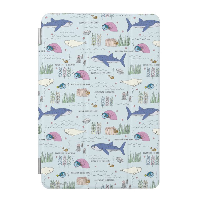 Finding Dory Blue Cartoon Pattern iPad Mini Cover (Front)