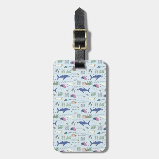 Finding Dory Blue Cartoon Pattern Luggage Tag (Front Vertical)