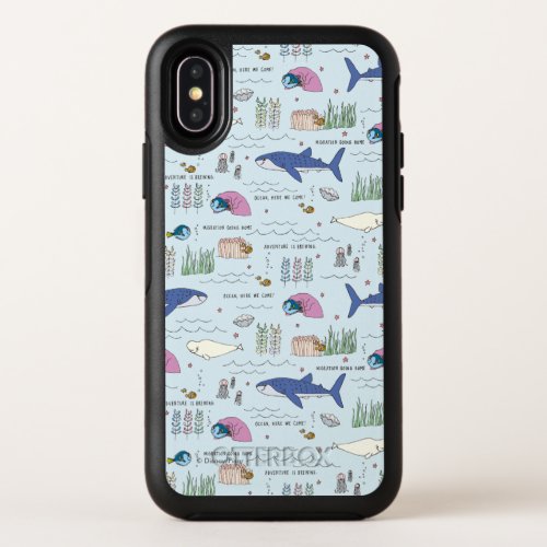 Finding Dory Blue Cartoon Pattern OtterBox Symmetry iPhone X Case