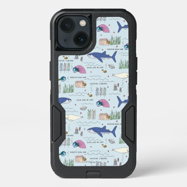 Finding Dory Blue Cartoon Pattern Otterbox iPhone Case (Back)