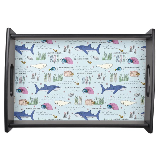 Finding Dory Blue Cartoon Pattern Serving Tray (Front)