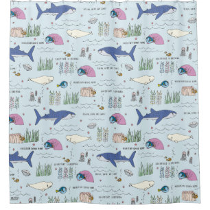 Finding Dory Blue Cartoon Pattern Shower Curtain