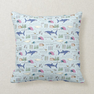 Finding Dory Blue Cartoon Pattern Throw Pillow