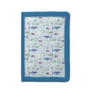Finding Dory Blue Cartoon Pattern Trifold Wallet