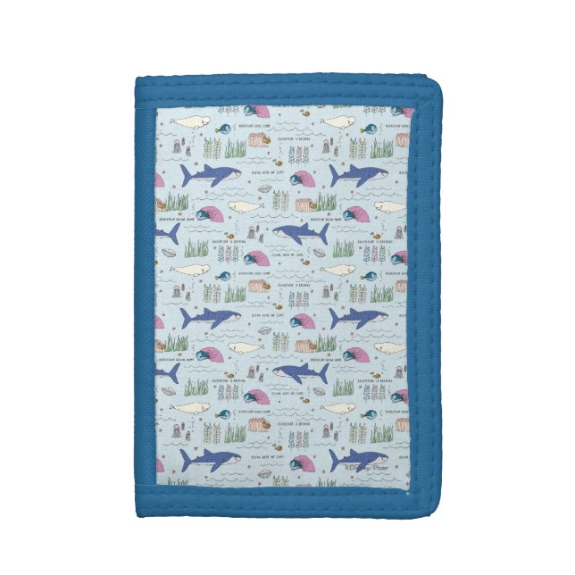Finding Dory Blue Cartoon Pattern Trifold Wallet (Front Vertical)