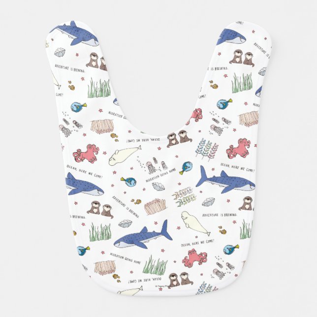 Finding Dory Cartoon White Pattern Baby Bib (Front)