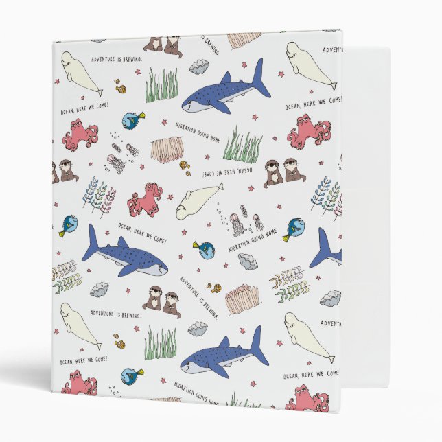 Finding Dory Cartoon White Pattern Binder (Front/Inside)