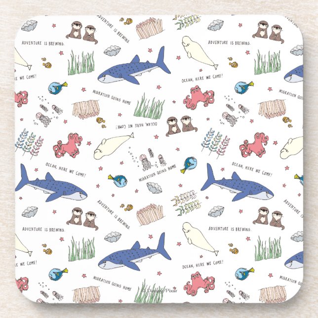 Finding Dory Cartoon White Pattern Coaster (Front)