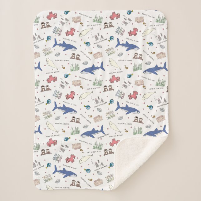 Finding Dory Cartoon White Pattern Sherpa Blanket (Front)