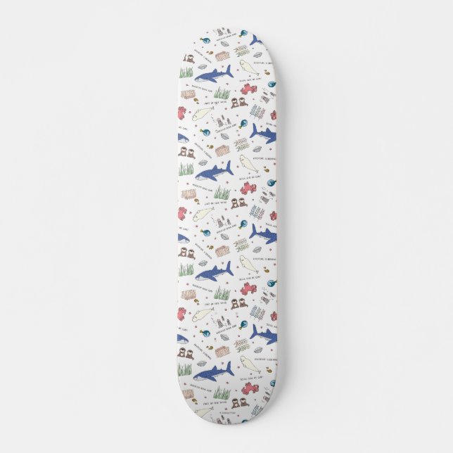 Finding Dory Cartoon White Pattern Skateboard Deck (Front)