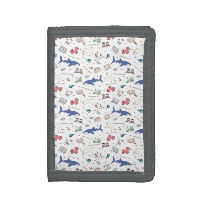 Finding Dory Cartoon White Pattern Tri-fold Wallet (Front Vertical)