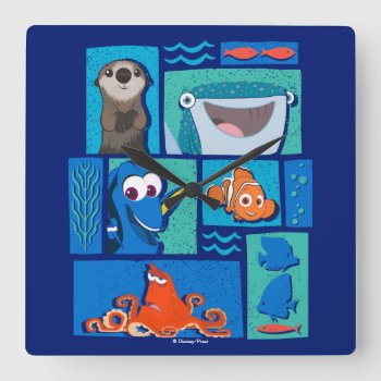 Finding Dory | Group Of Characters Square Wall Clock by FindingDory at Zazzle