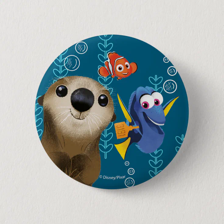 Finding Dory | Nemo, Dory & Otter Button | Zazzle