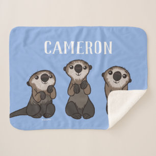 Finding Dory Otters   Add Your Name Sherpa Blanket