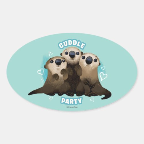 Finding Dory Otters  Cuddle Party Oval Sticker